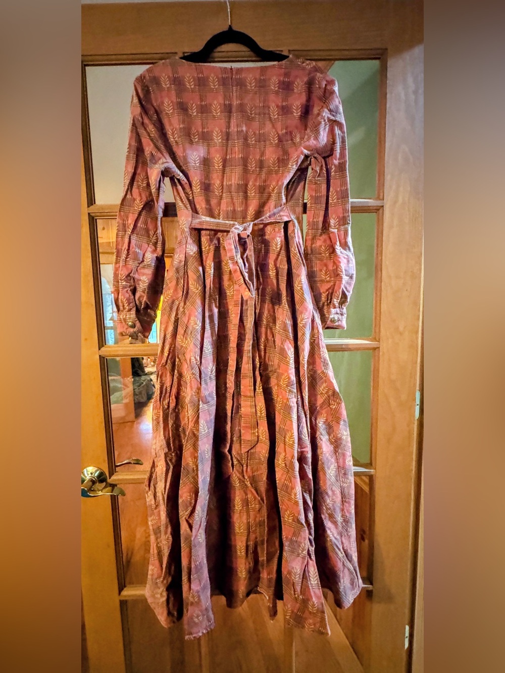 Long-Sleeve Red Patterned Maxi Dress - Picture 2 of 4